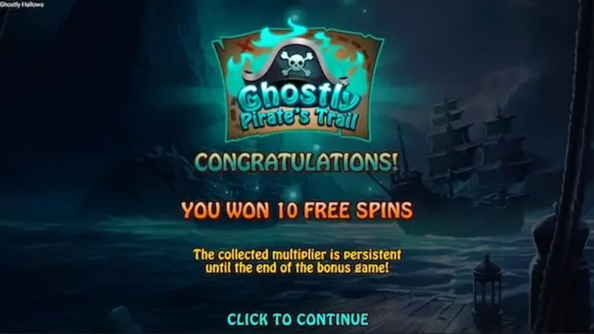 Tampilan visual slot Ghostly Hallows dengan tema kapal bajak laut hantu